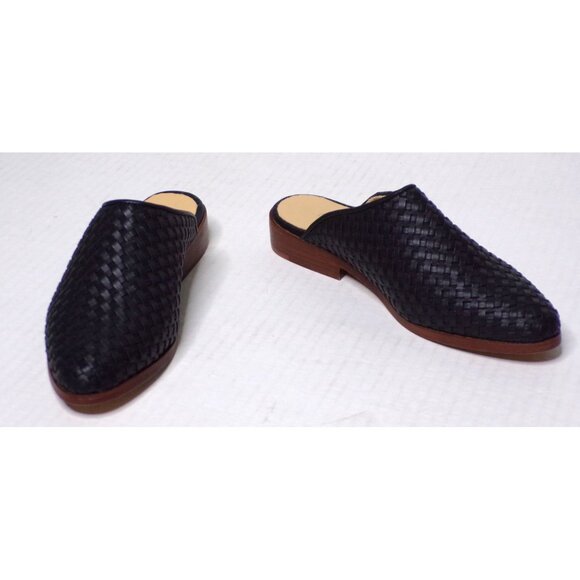 🆕 NISOLO Ama Woven Slip On Mules Flats Shoes Cushioned Black Leather 5 - Picture 7 of 14